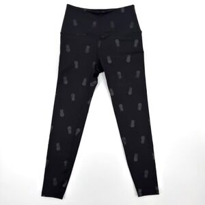 Beyond Yoga Pineapple Print High Waisted Leggings Black‎ XS Made USA Activewear